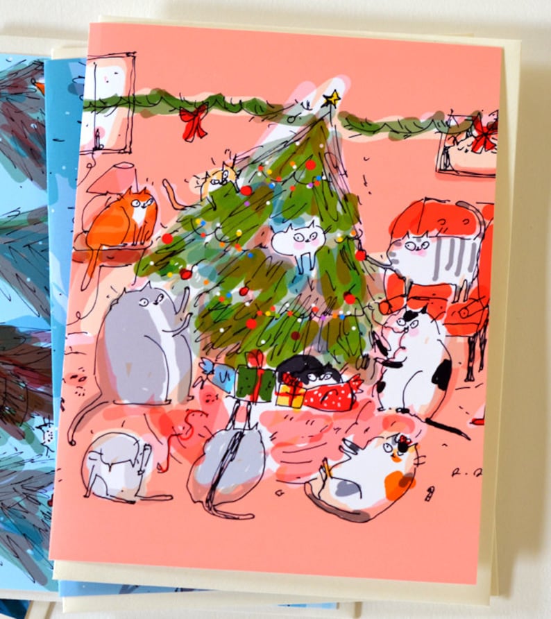 Christmas Cat Card Funny Christmas Card Christmas Cat Etsy