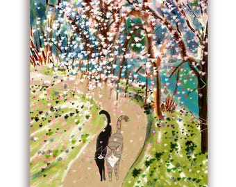 Kattenkaart kersenbloesem - blanco binnenkant