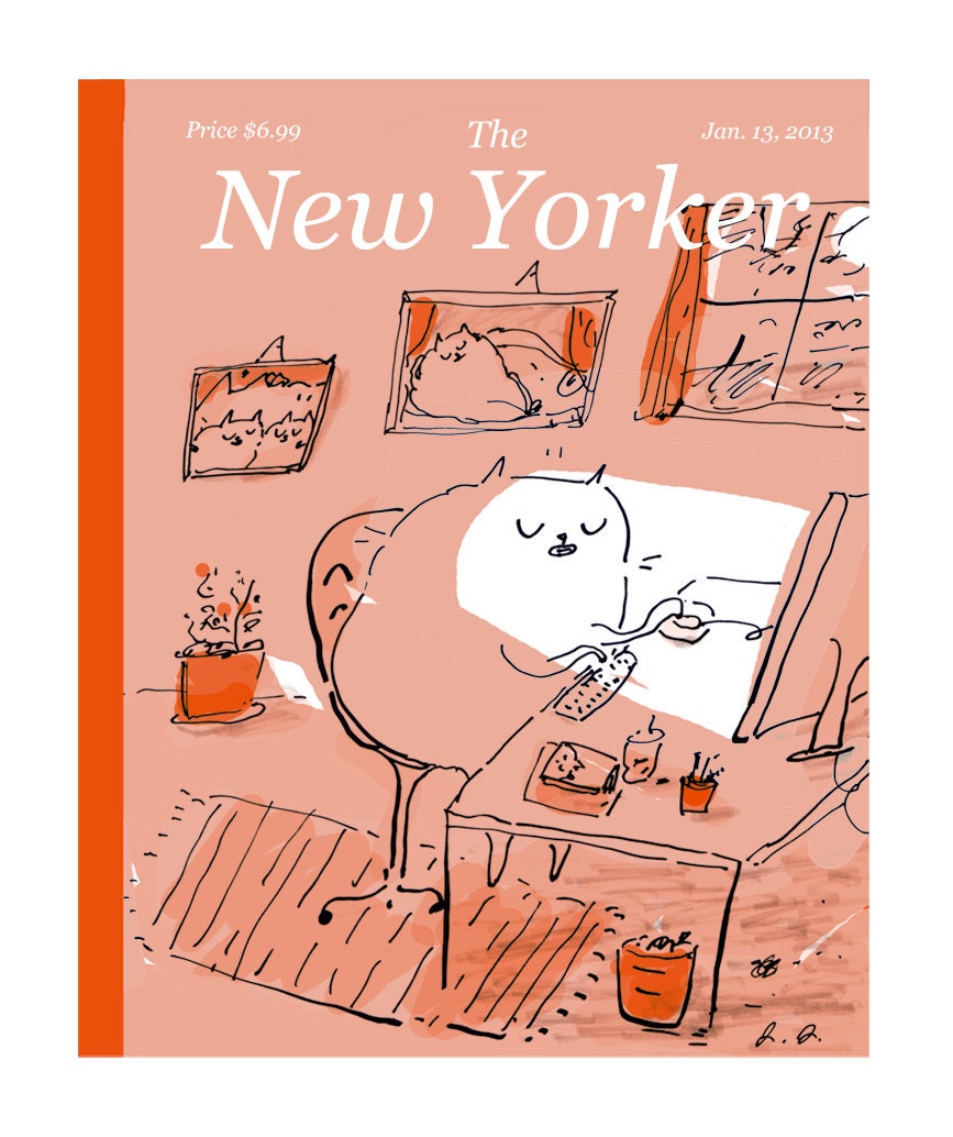 Faux New Yorker Cover Cat Print the Dancing Cat Cat Poster - Etsy