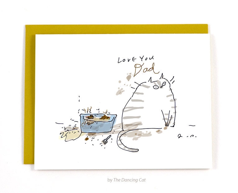 Funny Cat Dad Card - Love You Dad - Cat Dad- Litter Box - From the Cat