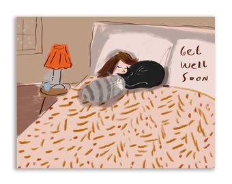 Get Well SoonCard - Bedtime kitties