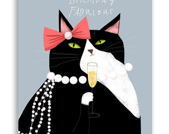 Feliz Aniversário Fabuloso - Cartão de Gato