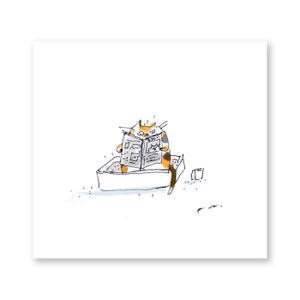 Quality Toilet Time- Funny Cat Art- Cat Print- Kunst voor badkamer