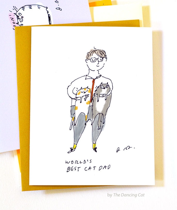 World's Best Cat Dad- Father's Day Card Cat