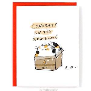 Carte nouvelle maison - Félicitations pour votre nouvelle maison - Carte chat - Calico