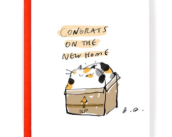 Biglietto di auguri per la nuova casa - Congratulazioni per la nuova casa - Biglietto con gatto - Calico