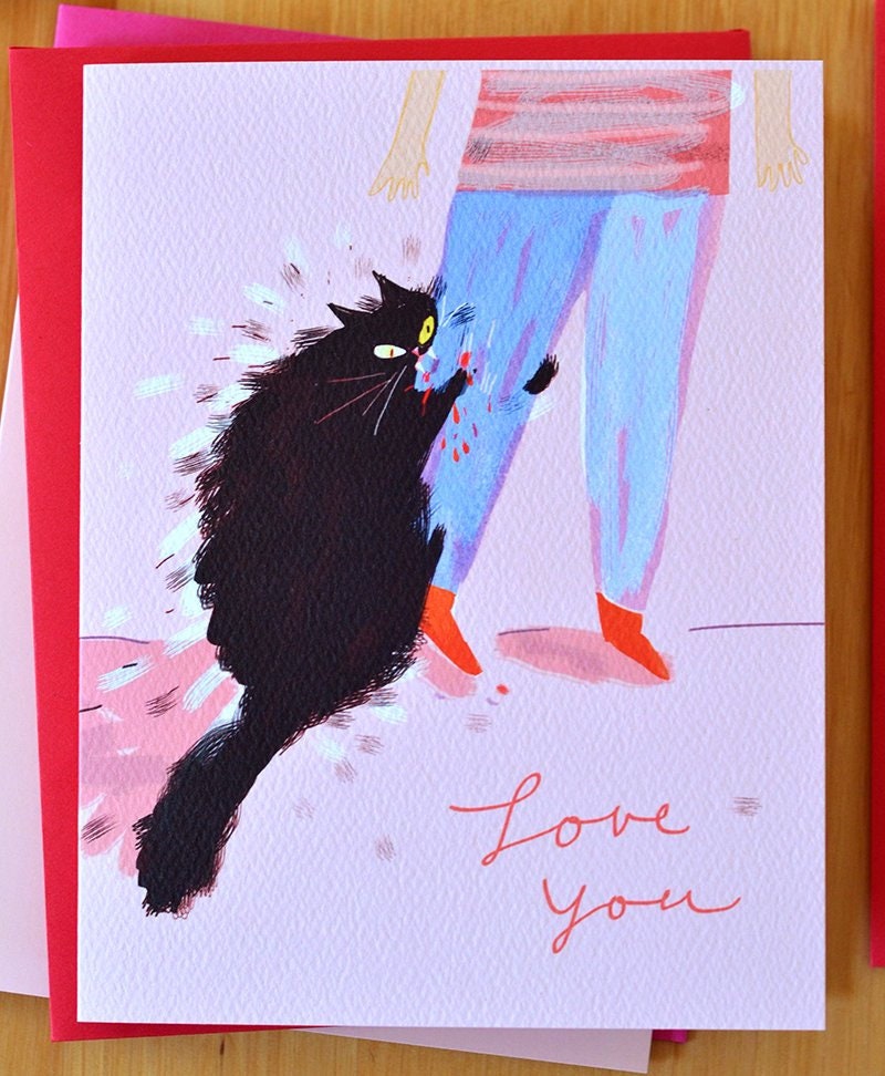 Love Bites - Funny Cat Card - From the Cat - Love you cat Card - Cat …