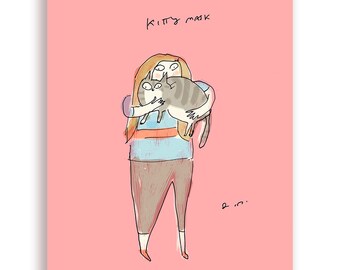 Kitty Mask Cat Card- Cat Face Mask - Stay Safe - Funny Cat Mom Card