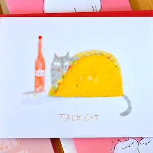 Cartão Taco Cat - Cartão Engraçado de Gato