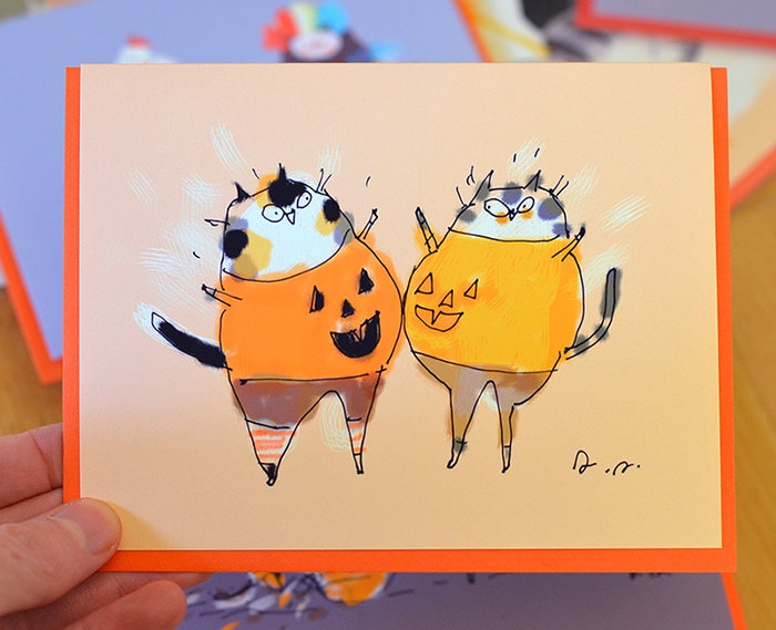 Halloween Cat Card - The Pumpkie Bump - Funny Halloween Card