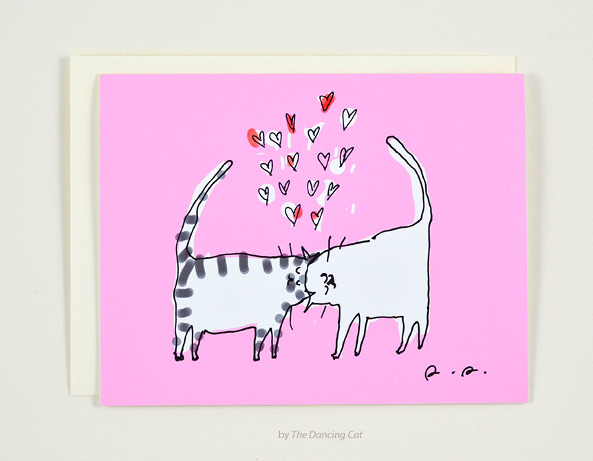 Headbutt Cat Card Pink - Love Card - Cat Card - Love You