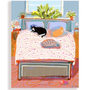 Bed Babies Cat-kaart - blanco binnenkant - Thinking of You - kattenkaart