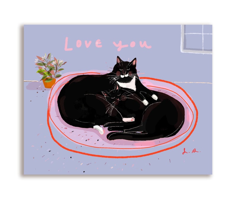 Love You Cozy Cat Pile Card image 1