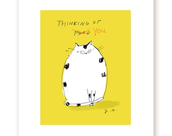 Thinking of You/Food Cat Print - Funny Cat Print - Cat Art - Gift for Cat Mom or Cat Dad