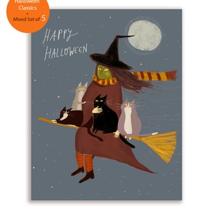Jeu de cartes chat d'Halloween - Lot de 5