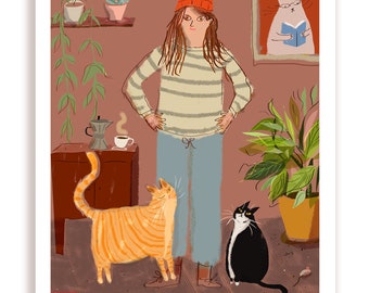 Morning Vibes - Print - Cat Mom - Cat Lady Art