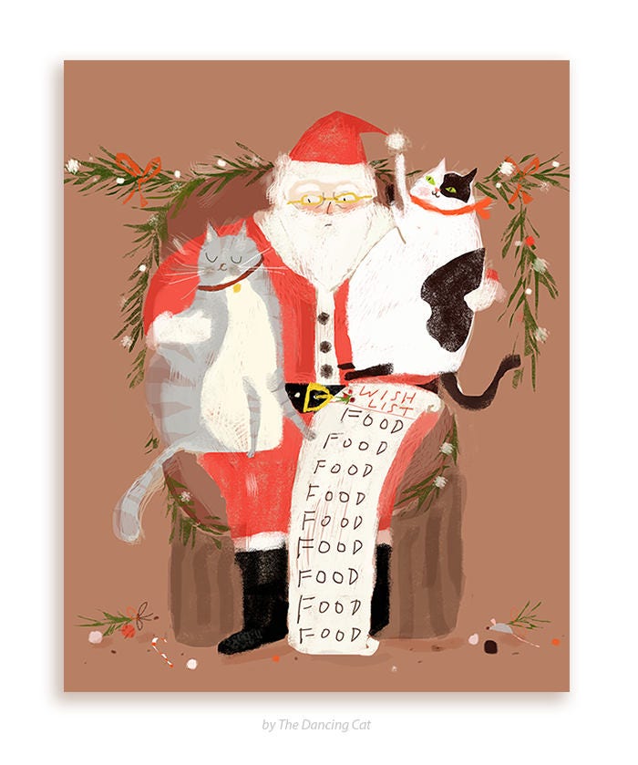 Funny Christmas Card - All I want for Christmas is Food - Christmas C…