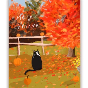 Hey Friend - Carte Chat d’automne