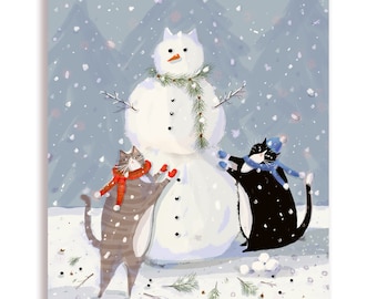 Snow Cat Card - Snowman - Funny Cat Card - Winter Decor