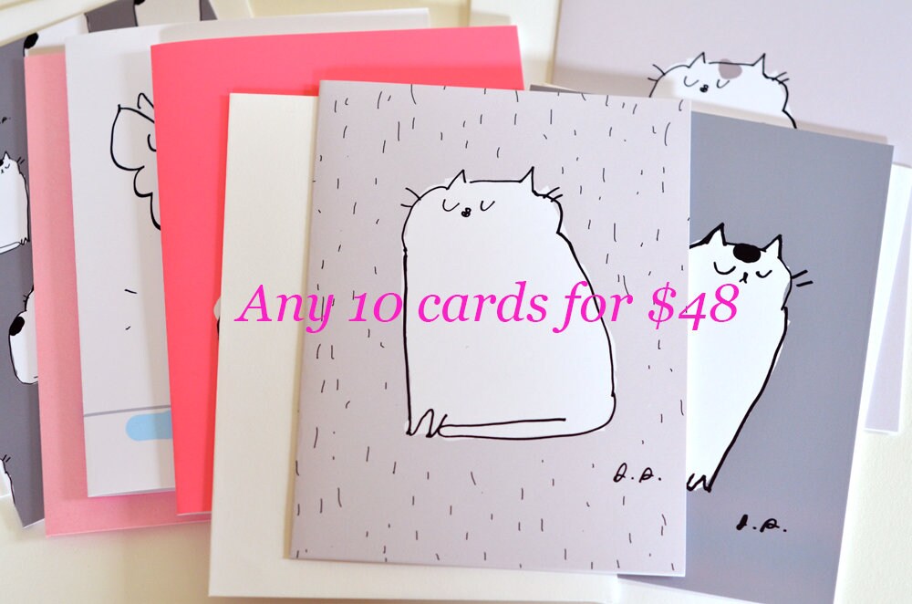 MIXED CARD SET- Choose any 10 cards for 48 dollars - Cat Cards