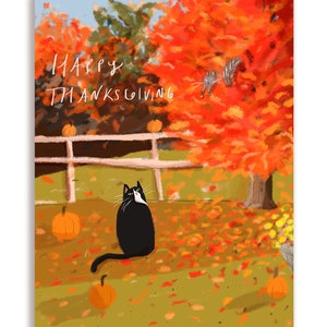 Happy Thanksgiving Card - Thankful for you - Cat Card - Fall Card