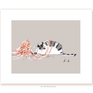 String Time Cat - Cat Print- Funny Cat Art- Art for Cat Mom