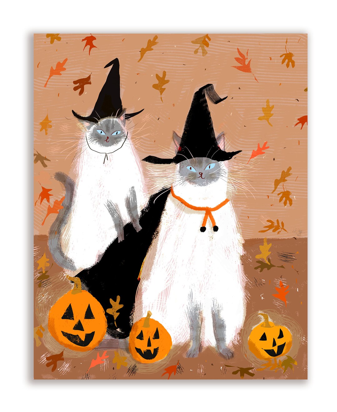 Fall Friends Happy Halloween Cat Card Halloween Card Etsy
