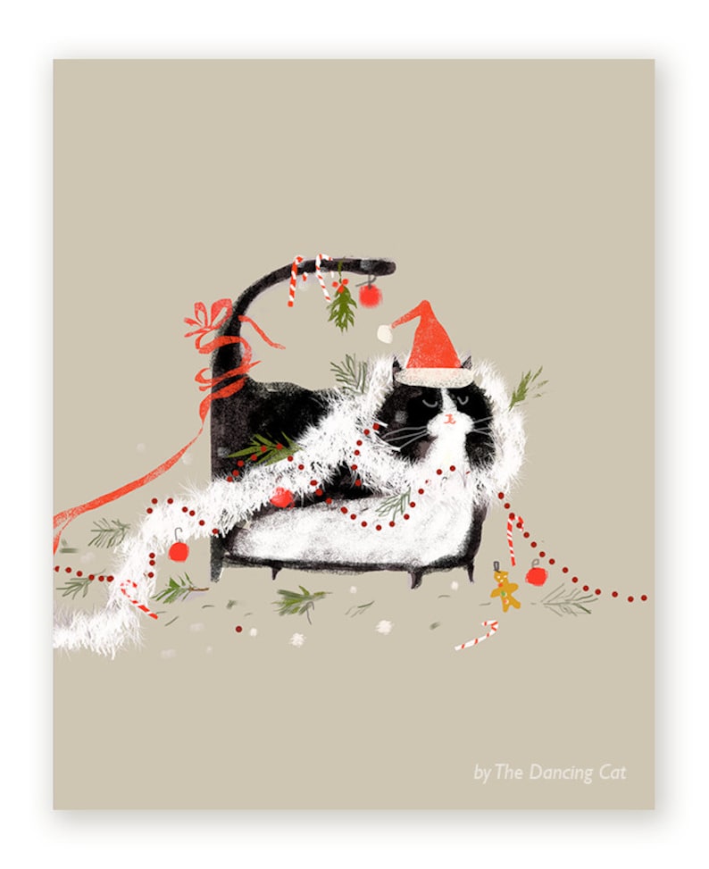 Funny Christmas Card Merry Mess Funny Christmas Cat Card image 1