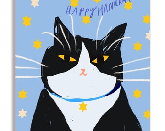 Happy Hanukkah Cat Card