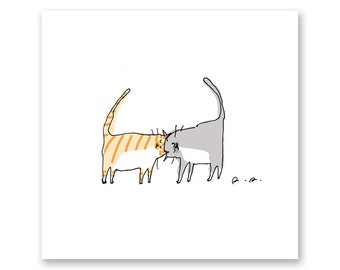 Headbutters Cat Print- Cute Cat Art