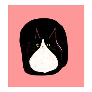 Big Tux Cat Print- Cat Painting- Cat Illustration- Tuxedo Cat - Cat Portrait