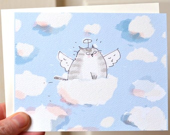 Cloud Ride - Cat Sympathy Card - Cat Heaven - Cat Loss