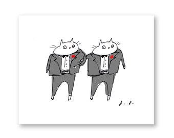 Wedding Cat Card, Groom and Groom