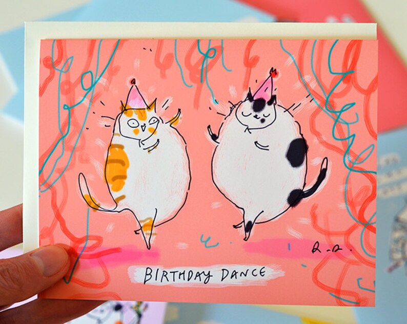 Birthday Dance - Funny Birthday Card - Birthday Cat Card - Cat Mom or Cat Dad Birthday- Cat Lover image 2