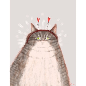 Love Bug Katze Print- 11 x 14 in. - Katzenkunst
