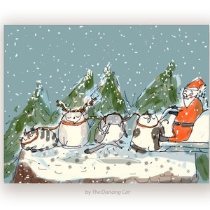Funny Christmas Card - Cat - Reindeer Cats - Christmas Cat Card - Christmas Fail