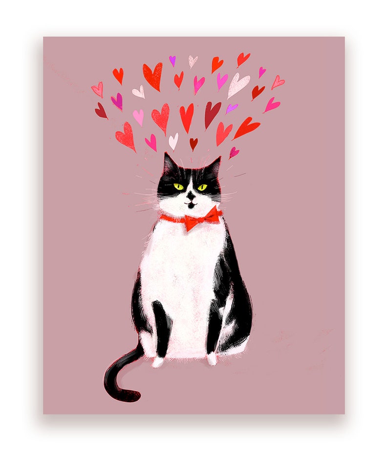 Sending You Love Cat Card Love You Cat Valentine Card Etsy