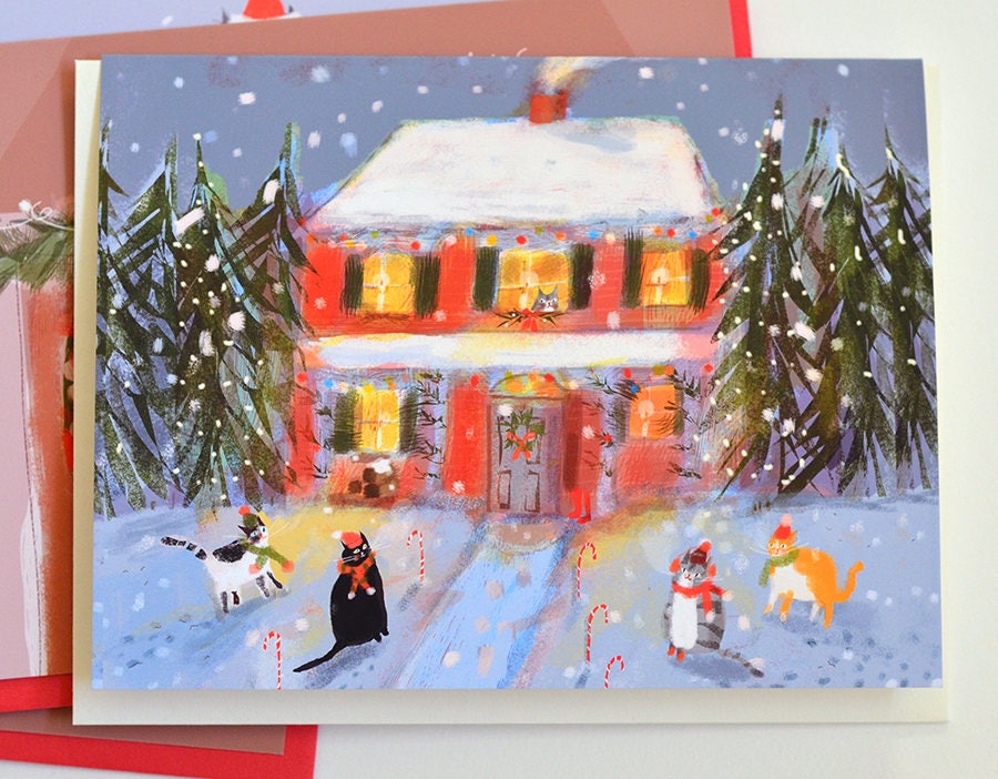 Holiday Visit - Christmas Cards - Christmas Cat Card - Christmas Card…