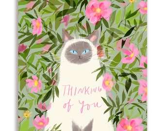 Thinking of You - Rose Garden Cat Card