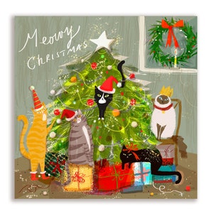 Carte de Noël chat miaou - Carré