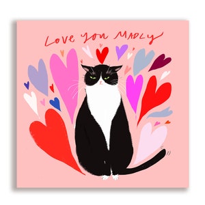 Love You Madly - Valentine's Day Cat Card - Square Card - Cat Lover