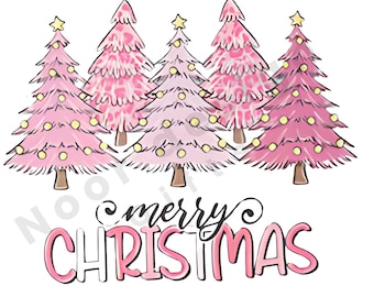 Pink Merry Christmas PNG files for sublimation | Merry Christmas tree PNG | Christmas sublimation designs downloads | Christmas PNG designs