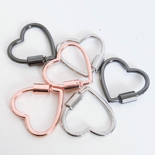 Heart Shaped Carabiner With Screw Opener // Minimal Stationary // Keychain // Travel Accessory