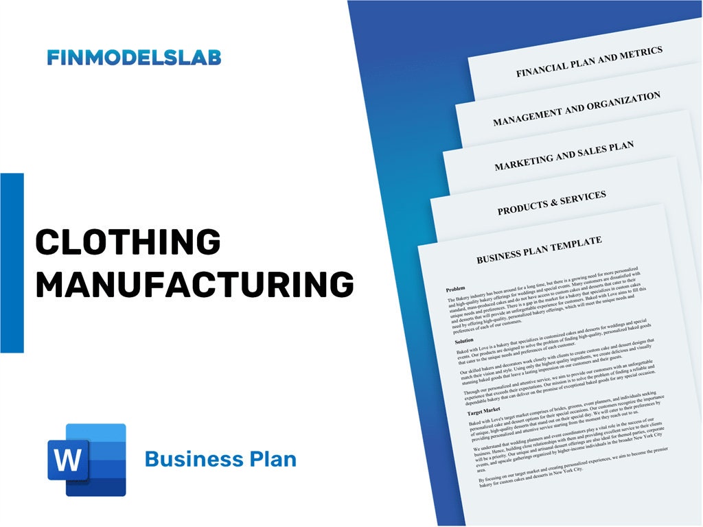 Clothing Manufacturing Business Plan Template - Comprehensive & Customizable