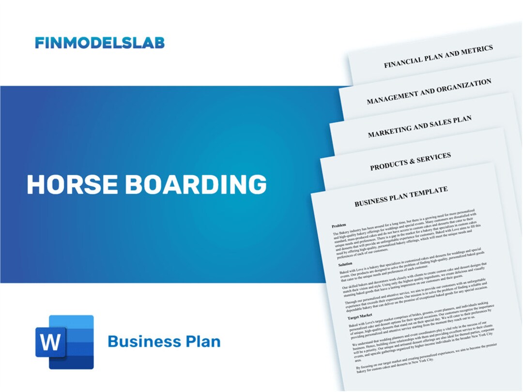 Horse Boarding Business Plan Template Comprehensive & Customizable Etsy