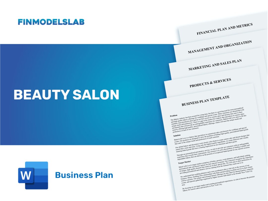 Beauty Salon Business Plan Template - Comprehensive & Customizable - Etsy