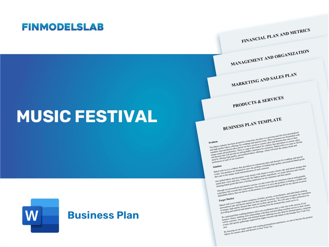 Music Festival Business Plan Template - Comprehensive & Customizable - Etsy