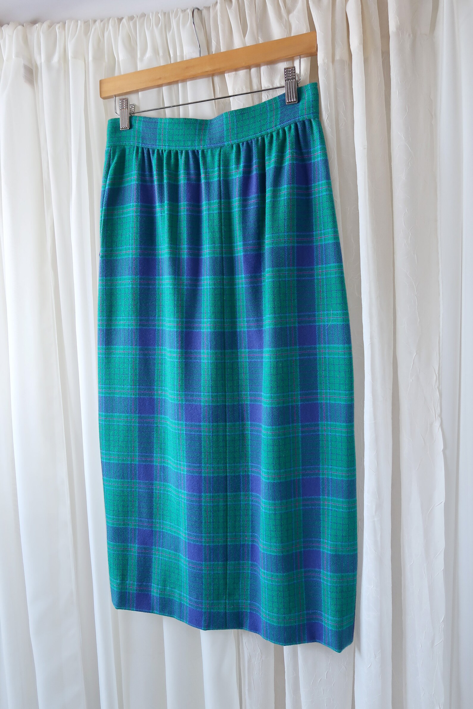 Miss Pendleton Vintage Wool Teal Blue Plaid High Waist Skirt | Etsy