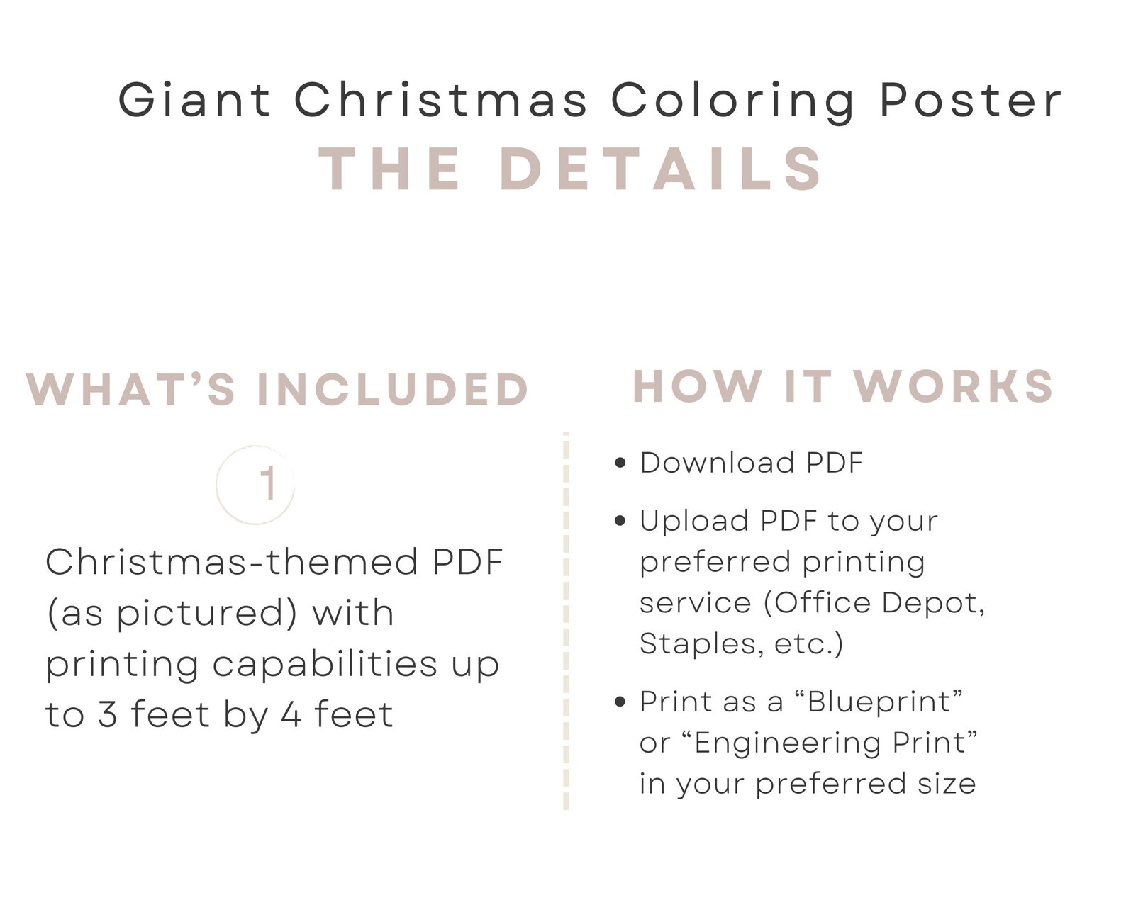 GIANT Christmas Coloring Poster, Large Christmas Coloring Page, Kids ...