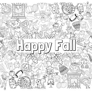 Poster da colorare autunnale GIGANTE, enorme pagina da colorare autunnale, attività per bambini stampabile fino a 3 piedi per 4 piedi